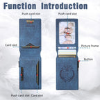 The Suteni denim pattern button automatically pops out the veneered printed card box(Blue) - British D'sire