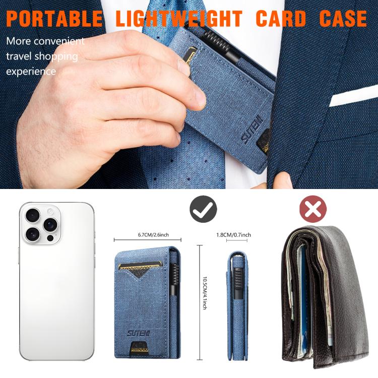 The Suteni denim pattern button automatically pops out the veneered printed card box(Blue) - British D'sire