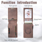 The Suteni denim pattern button automatically pops out the veneered printed card box(Brown) - British D'sire