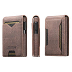 The Suteni denim pattern button automatically pops out the veneered printed card box(Brown) - British D'sire