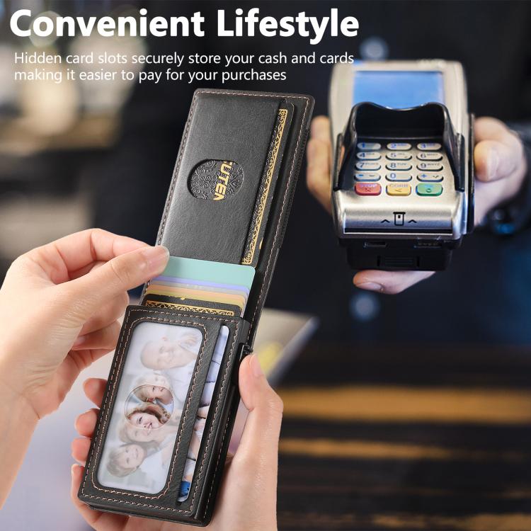 The Suteni oil wax pattern button automatically pops out the elastic band card box(Black) - British D'sire