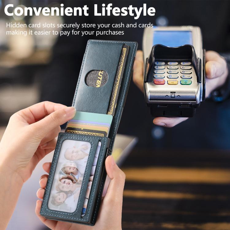 The Suteni oil wax pattern button automatically pops out the elastic band card box(Blue) - British D'sire