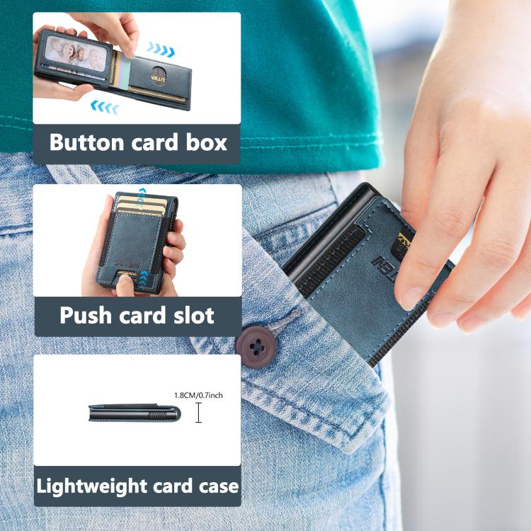The Suteni oil wax pattern button automatically pops out the elastic band card box(Blue) - British D'sire
