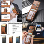 The Suteni oil wax pattern button automatically pops out the elastic band card box(Brown) - British D'sire