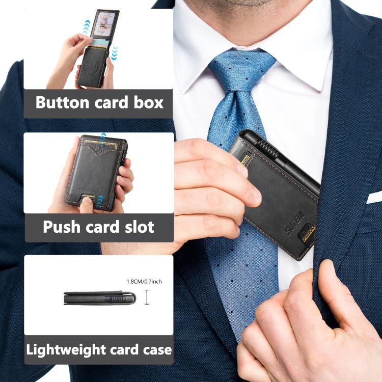 The Suteni oil wax pattern button automatically pops out the veneered printed card box(Black) - British D'sire