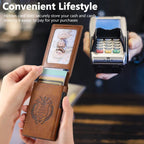 The Suteni oil wax pattern button automatically pops out the veneered printed card box(Brown) - British D'sire