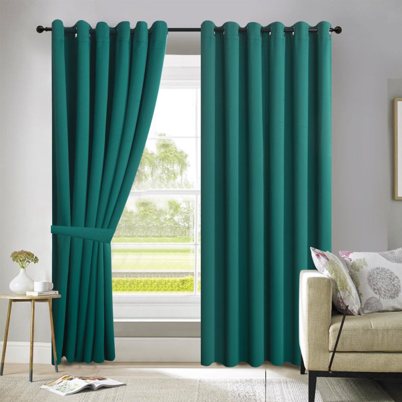 THERMAL BLACKOUT WINDOW CURTAINS EYELET RING TOP WITH TIE BACKS BLOCKS SUNLIGHT - Curtains - British D'sire