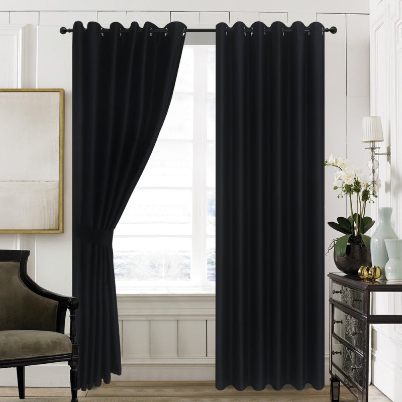 THERMAL BLACKOUT WINDOW CURTAINS EYELET RING TOP WITH TIE BACKS BLOCKS SUNLIGHT - Curtains - British D'sire