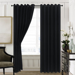 THERMAL BLACKOUT WINDOW CURTAINS EYELET RING TOP WITH TIE BACKS BLOCKS SUNLIGHT - Curtains - British D'sire