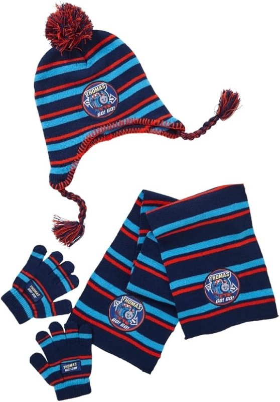 Thomas The Tank Engine Boys Girls Knitted Bobble Hat Scarf & Glove Set UK Seller - British D'sire