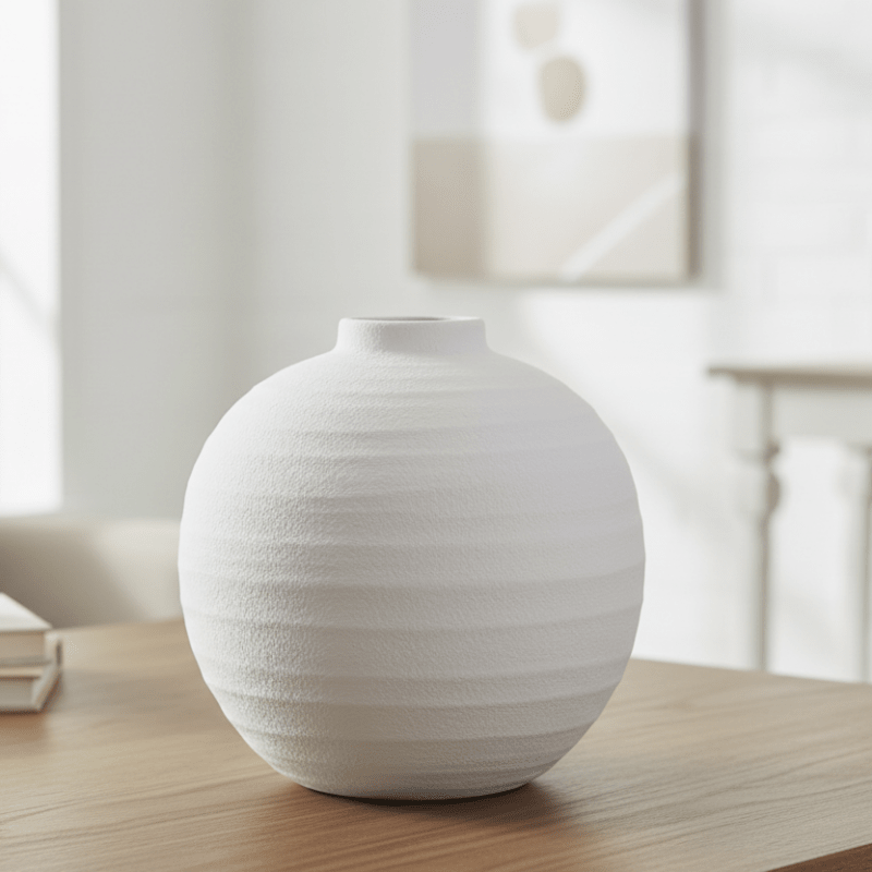 Tiber Matt White Ceramic Vase - Antique White Ceramic Decorative Vase - Vases - British D'sire