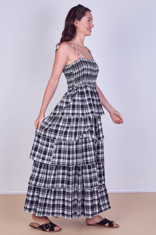 Tiered Check Maxi Dress – Effortless Summer Statement - Dresses - British D'sire