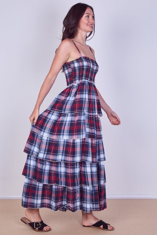 Tiered Check Maxi Dress – Effortless Summer Statement - Dresses - British D'sire