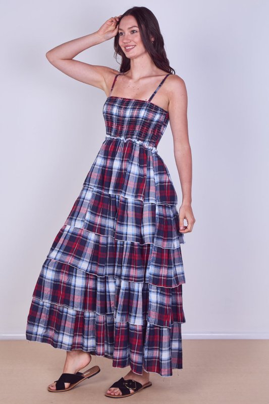 Tiered Check Maxi Dress – Effortless Summer Statement - Dresses - British D'sire