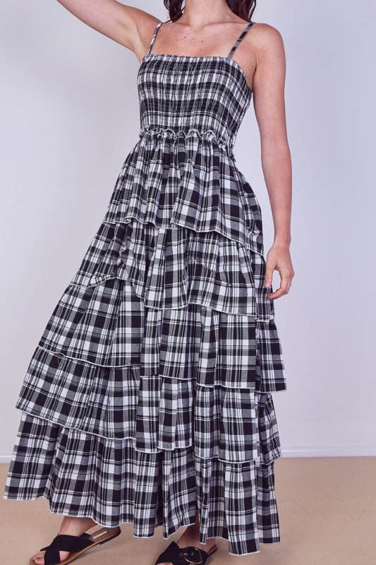 Tiered Check Maxi Dress – Effortless Summer Statement - Dresses - British D'sire