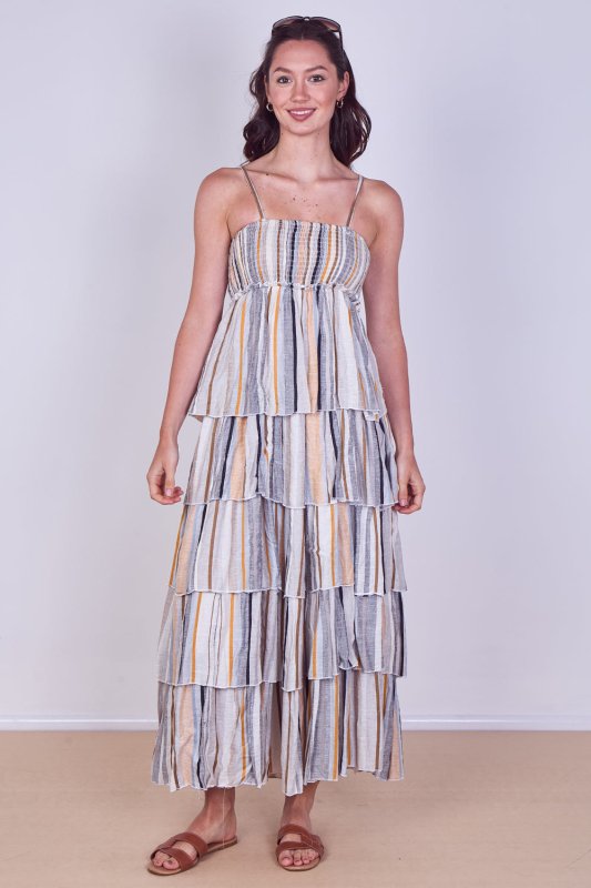 Tiered Check Maxi Dress – Effortless Summer Statement - Dresses - British D'sire