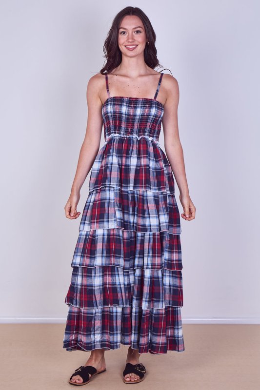 Tiered Check Maxi Dress – Effortless Summer Statement - Dresses - British D'sire