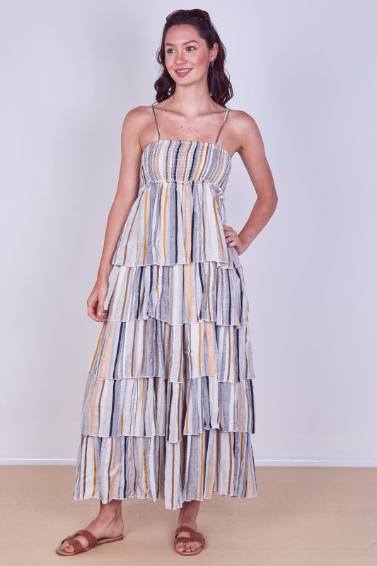 Tiered Check Maxi Dress – Effortless Summer Statement - Dresses - British D'sire