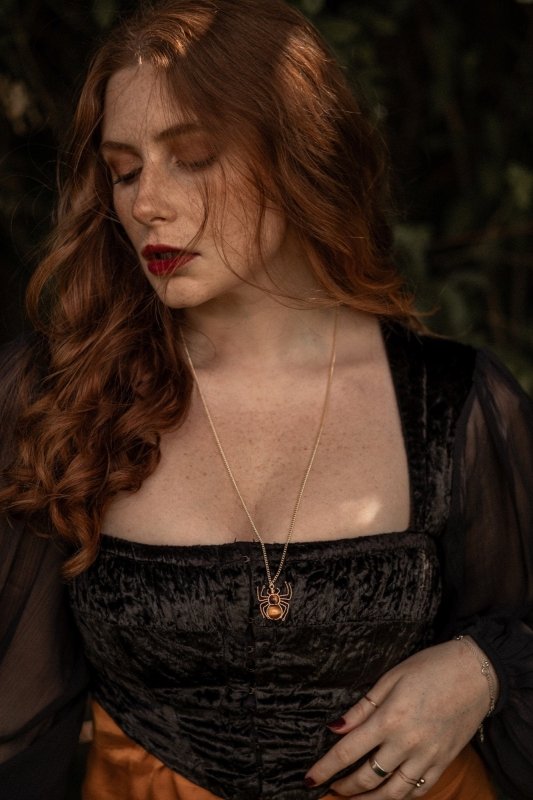 Xander Kostroma - Tiger’s Eye Spider Necklace –14ct Gold-Plated, Handcrafted -Limited Edition Halloween Collection -Perfect for those seeking Protection & Clarity Secondary image