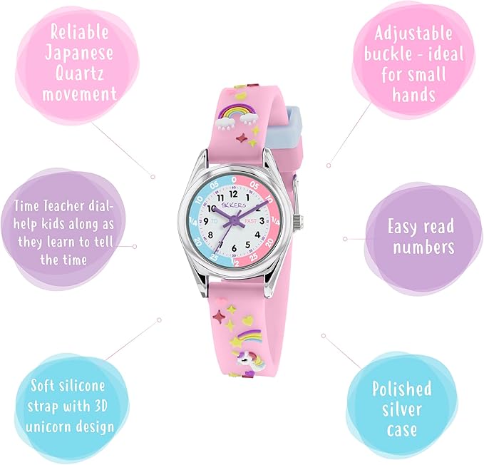 Tikkers Girls Analogue Classic Quartz Watch with silicone strap TK0145 - Kids watches - British D'sire