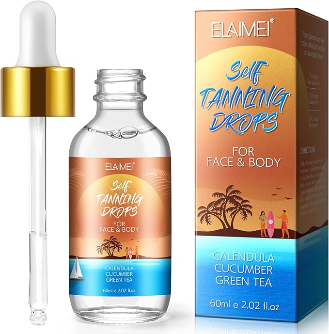 Tiuedu Face Tanning Drops, Self Tanning Drops to Add to Moisturizer and Lotion, Self Tanning Face Drops for Natural Glow- Sunless, Bronzing Body Face Tanning Drops Face - British D'sire