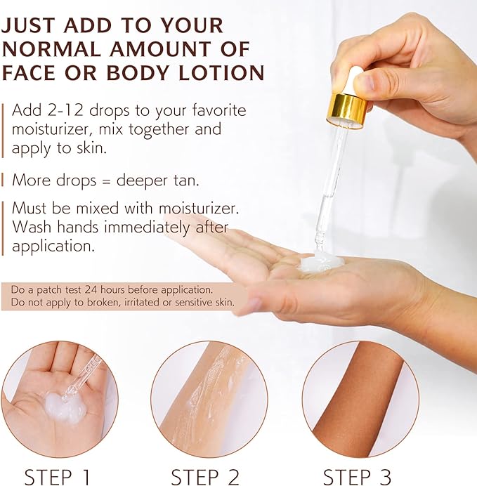 Tiuedu Face Tanning Drops, Self Tanning Drops to Add to Moisturizer and Lotion, Self Tanning Face Drops for Natural Glow- Sunless, Bronzing Body Face Tanning Drops Face Secondary image