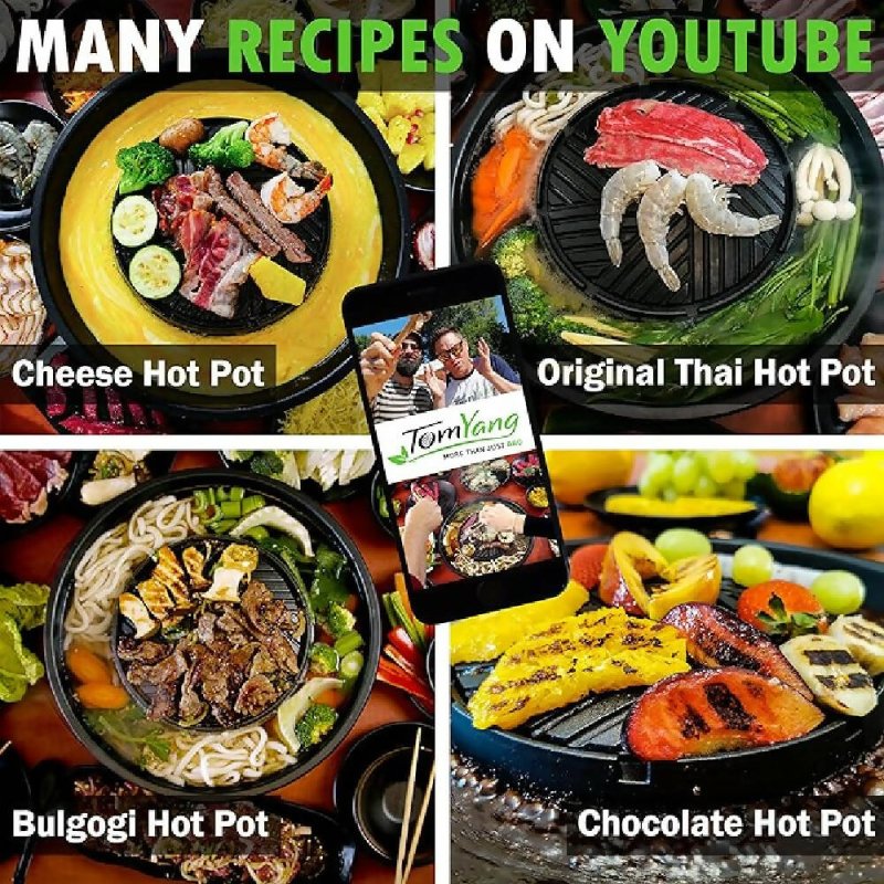 TomYang Hot Pot – The Original Thai Grill & Hot Pot, Electric Thai BBQ Multi Cooker, Swiss Coating, German Design, More than 100 Recipe Videos. Korean food, Hotpot chinese pot, Hot plate, Ramen bowl Secondary image