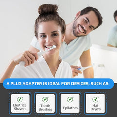 Toothbrush Adaptor Plug UK Charger Adapter Shaver Socket 2 Pin to 3 Pin Electric Converter for Razor Plugs Bathroom Two to Three Prong Charging Tooth Brush Plugs Adapters Electrical Shaving - Toothbrush Adaptor - British D'sire