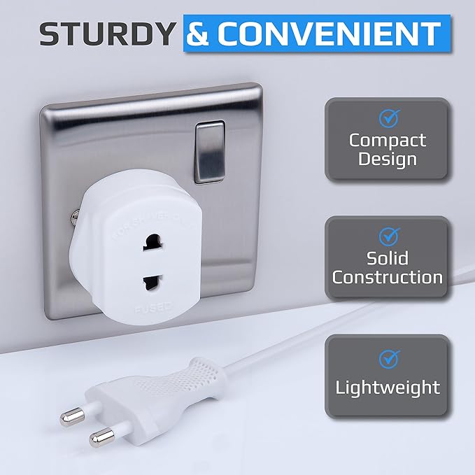 Three Pin Plug Point Toothbrush Adaptor Plug UK Charger Adapter Shaver Point 2 Pin to 3 Pin ...