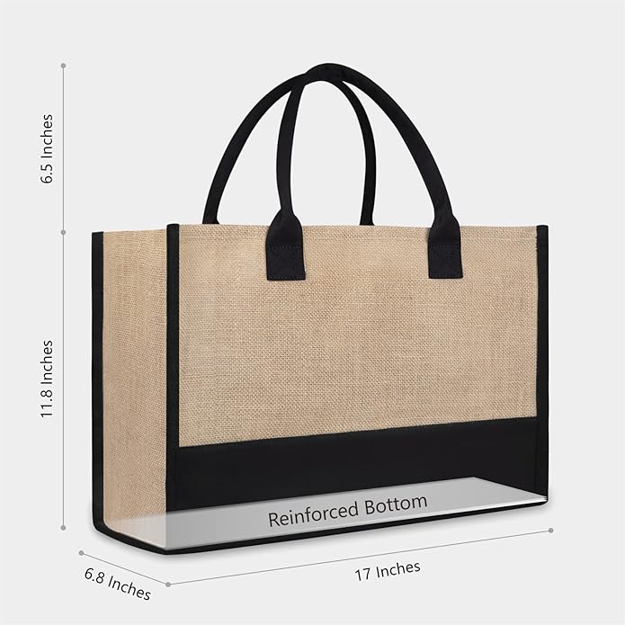 Custom Initial Jute & Canvas Tote Bag – Ideal for Women, Moms, Teachers & Bridesmaids Secondary image