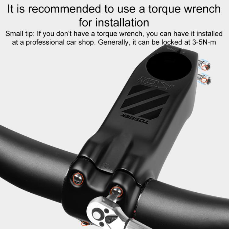 TOSEEK K01 Road Mountain Bike Carbon Fiber Handlebar Riser Faucet, Size:-12 Degree, 90mm(Gloss) - British D'sire