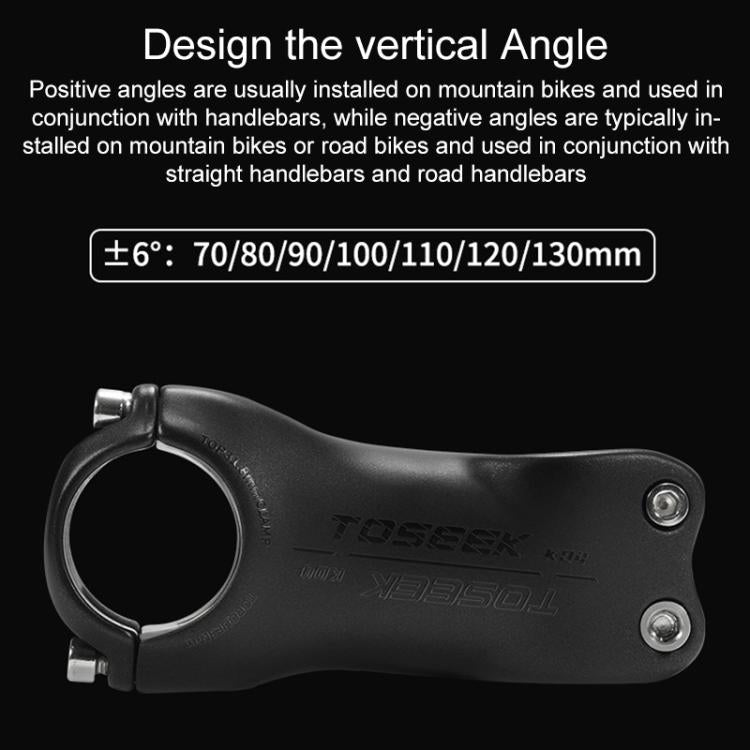 TOSEEK K04 Full Carbon Fiber Brazing Road Mountain Bike Handlebar Riser Faucet, Size:6 Degree, 110mm(Black Grey Silver) - British D'sire