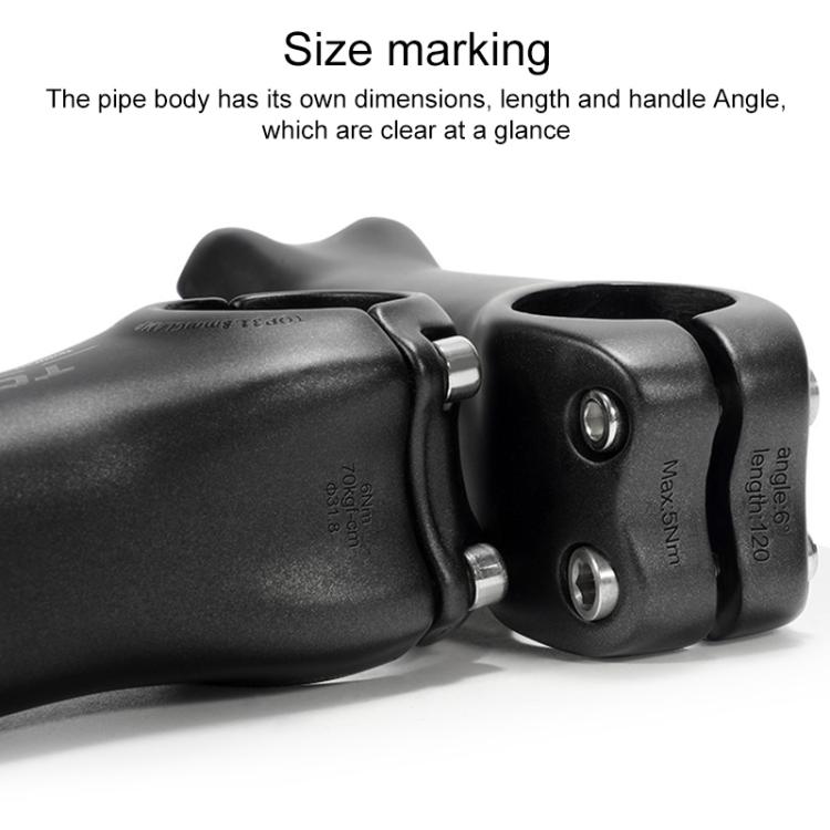 TOSEEK K04 Full Carbon Fiber Brazing Road Mountain Bike Handlebar Riser Faucet, Size:6 Degree, 110mm(Black Grey Silver) - British D'sire