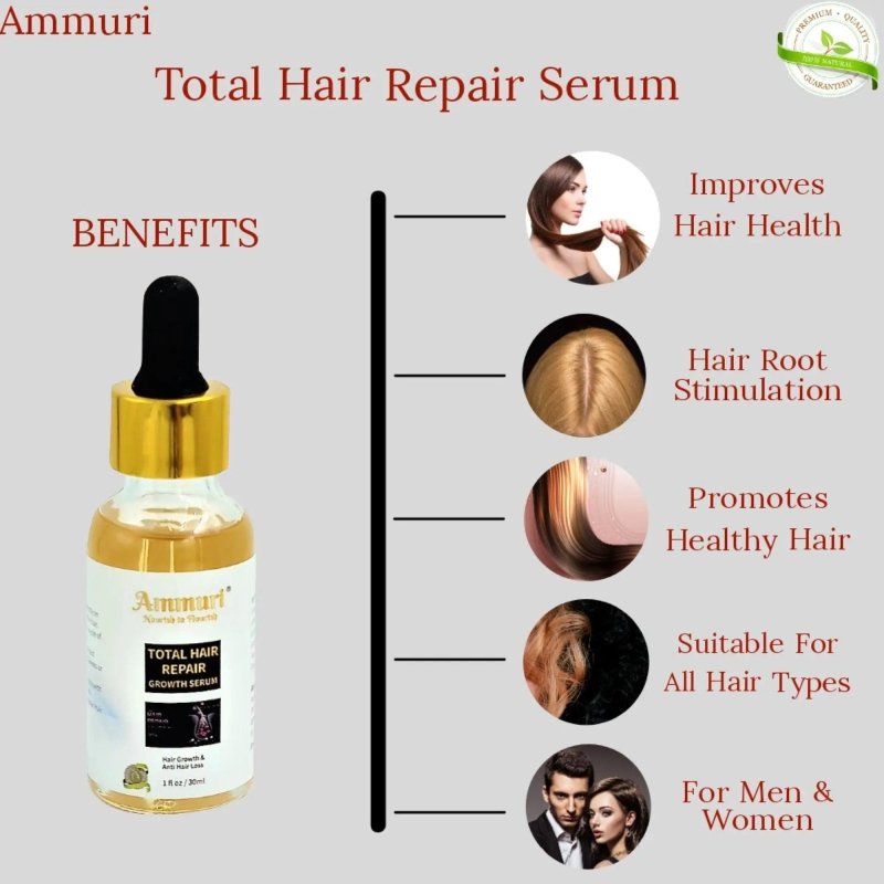 Total Hair Repair Growth Oil 100% Natural Target DHT Biotin Argan Oil, Hair Serum for Hair Growth - Hair Growth Serum - British D'sire