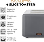 Tower T20051RGG Cavaletto 4 - Slice Toaster with Defrost/Reheat, Stainless Steel, 1800W, Grey and Rose Gold - Toaster - British D'sire