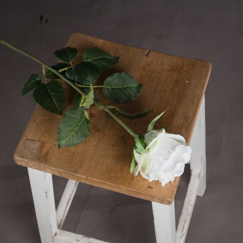 Traditional White Rose Artificial Flower Stem - Artificial Plants & Trees - British D'sire