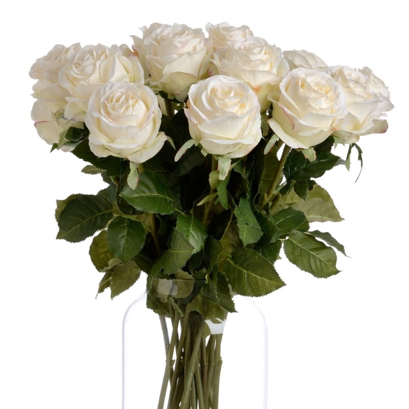 Traditional White Rose Artificial Flower Stem - Artificial Plants & Trees - British D'sire