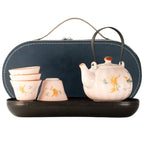 Travel Teapot Set & Four Cups - Pink Vintage Pumpkin Style - Herbal Teapot Set - British D'sire