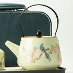 Travel Teapot Set & Two Cups - Blue Bird Qing Dynasty - Herbal Teapot Set - British D'sire