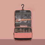 Travelsky Travel Storage Waterproof Pu Cosmetic Bag Multifunctional Folding Large Capacity Toiletry Bag(Coral Orange) - British D'sire