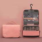 Travelsky Travel Storage Waterproof Pu Cosmetic Bag Multifunctional Folding Large Capacity Toiletry Bag(Coral Orange) - British D'sire