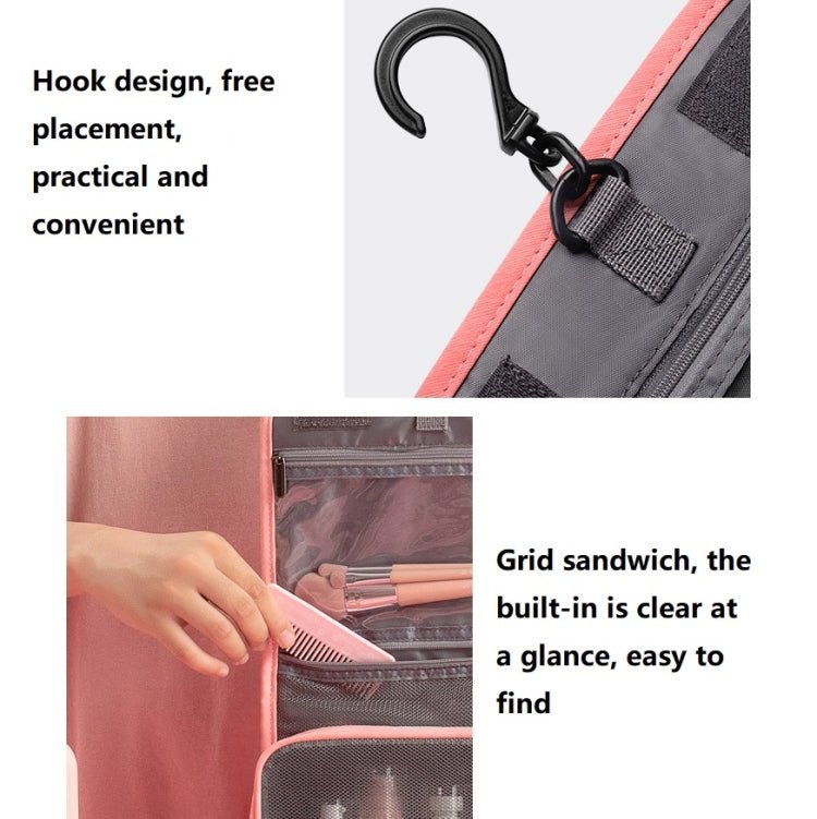 Travelsky Travel Storage Waterproof Pu Cosmetic Bag Multifunctional Folding Large Capacity Toiletry Bag(Stone Gary) - British D'sire