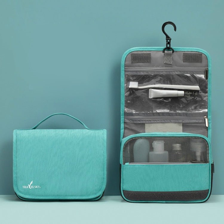 Travelsky Travel Storage Waterproof Pu Cosmetic Bag Multifunctional Folding Large Capacity Toiletry Bag(Turquoise) Secondary image