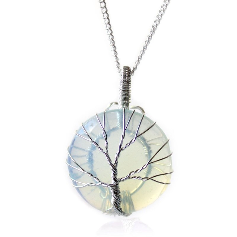 Tree of Life Gemstone Necklace - Opalite - Indian Gemstone Necklaces - British D'sire Main image