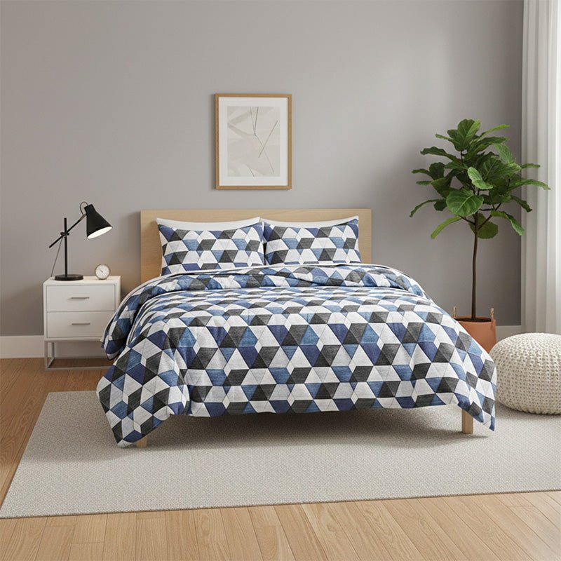 Triangle Duvet Set Stylish Geometric Print Bedding for Bedroom Decor - King - British D'sire