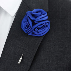 Triple Rose Lapel Pin, Blue - All Products - British D'sire