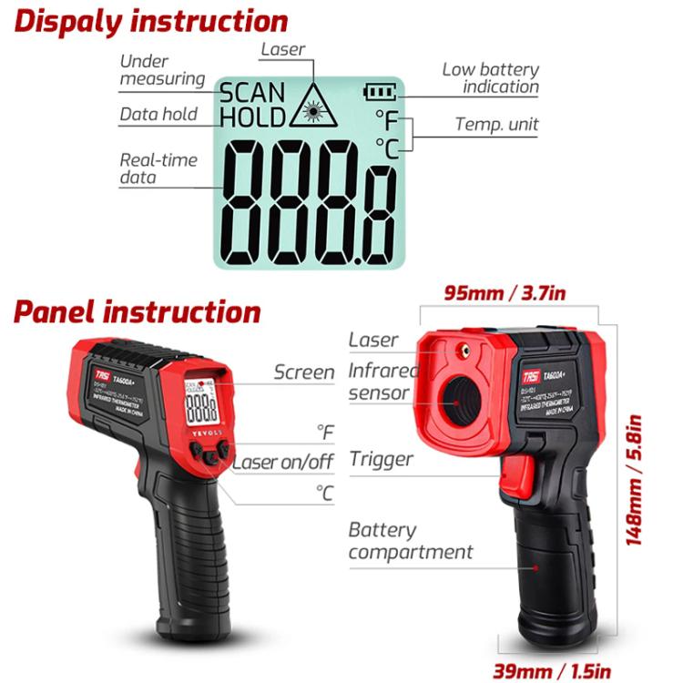 TRSI TA600B+ Infrared Thermometer Measuring Range - 32 to 550 Degrees Celsius - British D'sire