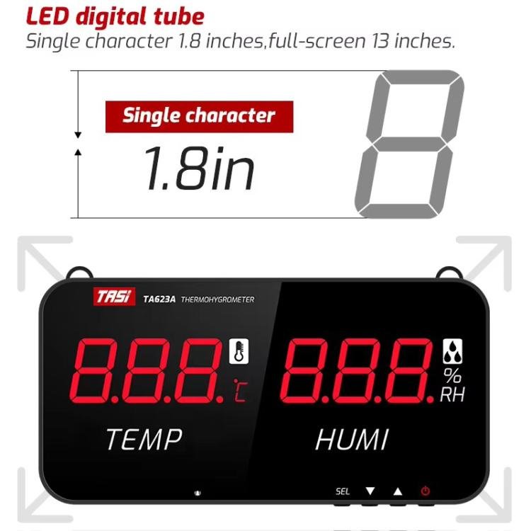 TRSI TA623A Industrial Wall - mounted Thermometer Hygrometer, Built - in Probe - British D'sire