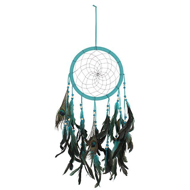 Turquoise Peacock Feather Dreamcatcher - British D'sire Main image