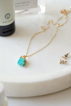 Turquoise Stone Pendant Necklace in Gold - Necklaces - British D'sire